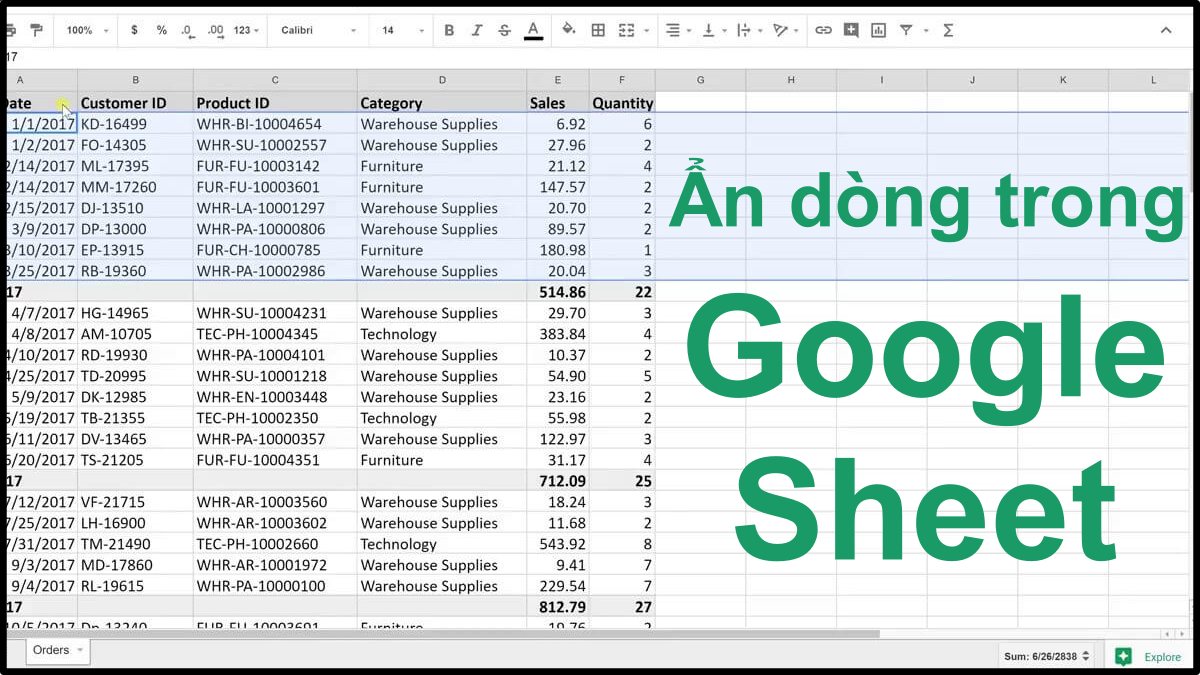 Cách ẩn dòng trong Google Sheet nhanh và dễ thực hiện